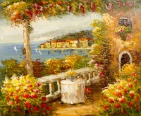 Pictură Oil Paintings Breakfast with Sea (SEA15000972)