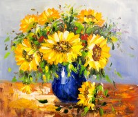 Pictură Oil Paintings The Sunflowers Bouquet (FLW15000973)