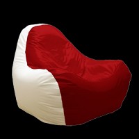 Puf Relaxtime HiPoly White&Red