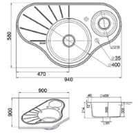 Chiuvetă de bucătărie Fabiano Arc 94x58x15 Beige imaginea #2 — magazin online Desire.md