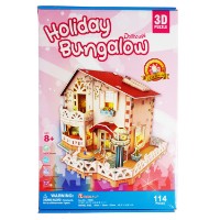 Puzzle 3D-constructor Cubic Fun Holiday Bungalow Dollhouse (with flash led) (P634h)