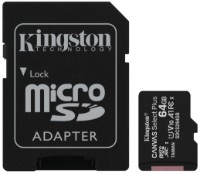 Карта памяти Kingston microSD 64Gb Class10 A1 UHS-I + SD Adapter (SDCS2/64GB)