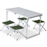 Складной стол со стульями для кемпинга Pinguin Set table + 4 stools Green