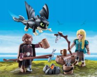 Figura Eroului Playmobil Dragons: Hiccup Astrid and Dragon (PM70040)