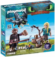 Figura Eroului Playmobil Dragons: Hiccup Astrid and Dragon (PM70040)