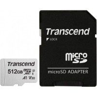 Карта памяти Transcend MicroSD 512Gb Class 10 + SD adapter (TS512GUSD300S)