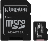Карта памяти Kingston microSD 512Gb Class10 A1 UHS-I + SD adapter (SDCS2/512GB)