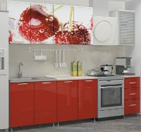 Bucătărie Миф Сherry 2.0m Roșu Metalic/Alb Antares