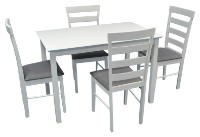 Set masă și scaune Evelin Gloria White + 4 стула Gloria White/NV-10WP Grey