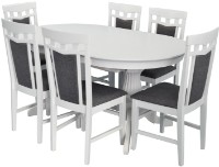 Set masă și scaune Evelin HV 33V White + 6 стульев Deppa R White/NV-10WP Grey