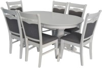 Комплект для столовой Evelin HV 33V White + 6 стульев HV-3167 White/NV-10WP Grey