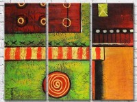 Картина ArtPoster Abstract geometric pattern Green, Orange and Burgundy (3499069)