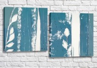 Pictură ArtPoster Abstraction Blue/White leaves (3417513)
