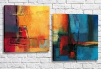 Pictură ArtPoster Abstraction canvas Blue/Orange (3417493)