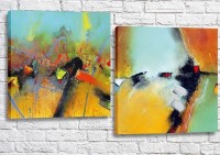 Pictură ArtPoster Abstraction canvas Turquoise/Orange (3417510)