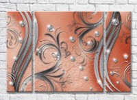 Картина ArtPoster Abstraction from Silver patterns and rhinestones on an Orange background (3565132)
