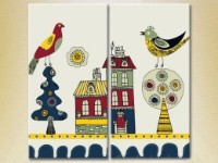 Pictură ArtPoster Birds and houses (2225823)
