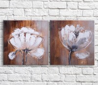 Картина ArtPoster Black and White poppies in oil on Brown background (3467812)