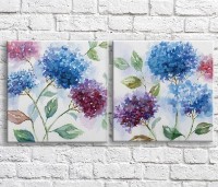 Картина ArtPoster Blue and Burgundy hydrangea in oil on a White background (3467792)