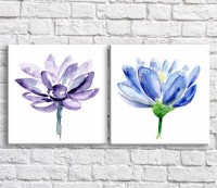Картина ArtPoster Blue and Purple flowers on White background (3467791)