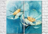 Pictură Magic Color Diptych Blue Poppies, oil (3428043)