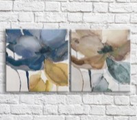 Pictură ArtPoster Brown and Blue poppy on a White background, diptych (3467723)