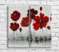 Pictură ArtPoster Burgundy and Red poppies in oil on a Black and White background (3467838) imaginea #1 — magazin online Desire.md