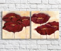 Картина ArtPoster Burgundy poppies on a light Beige background, diptych (3467693) фото №1 — интернет-магазин Desire.md