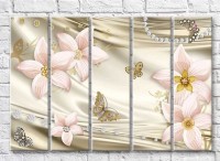 Pictură ArtPoster Butterflies and flowers from jewelry on a silk background (3551863)