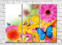 Картина ArtPoster Butterflies on a background of multi/colored gerberas (3448933)