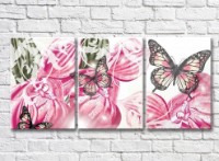 Картина ArtPoster Butterflies on a background of Pink orchid petals (3565217)