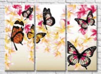 Картина ArtPoster Butterflies on a background of plumeria flowers (3565112)