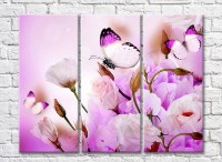 Картина ArtPoster Butterfly on a background of Pink eustoma (3448874)