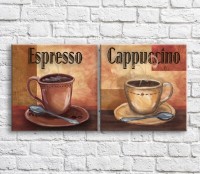 Картина ArtPoster Cappuccino and espresso on an abstraction background (3478731)