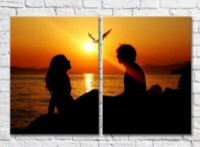Pictură ArtPoster Couple in love on a sunset background (3453724)