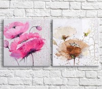 Картина ArtPoster Cream and Pink poppies on a background of aged White paint (3467748)