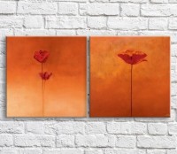 Картина ArtPoster Dark/Red poppies with oil on an Orange background (3467813)