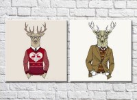 Картина ArtPoster Deer in a sweater with deer and a deer in a jacket (3447720)