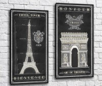 Картина ArtPoster Eiffel Tower and Victory Arch on Black backgrounds (3453078)