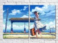 Картина ArtPoster Girl with suitcase at the beach stop (3453727)
