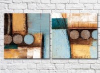 Pictură ArtPoster Light Blue and Yellowish/Brown circles (3417507)