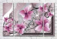 Pictură Magic Color Pink flowers on a Black branch of patterns (3565171)
