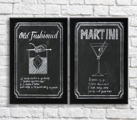 Картина ArtPoster Martini cocktail and old fashioned on Black background (3478788)