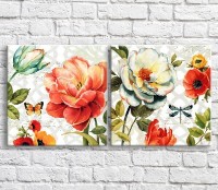 Картина ArtPoster Multicolored flowers and butterflies on a White background with text (3467780)