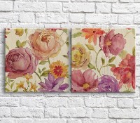 Картина ArtPoster Multicolored flowers in oil on a Beige background (3467777)