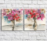 Картина ArtPoster Multicolored flowers in oil vases on a White background (3467775)