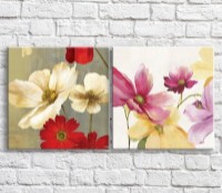 Pictură ArtPoster Multicolored flowers on White and Gray background (3467778)