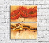 Картина ArtPoster Orange and Red poppies in oil on a Beige background (3467863)