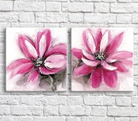 Картина ArtPoster Pink flower oil painting on Black and White background (3467788)