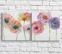 Картина ArtPoster Poppies with colorful petals on a White background (3467753)